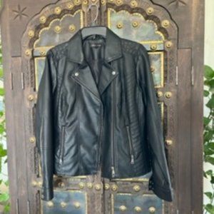 Faux black leather jacket. Baccini
